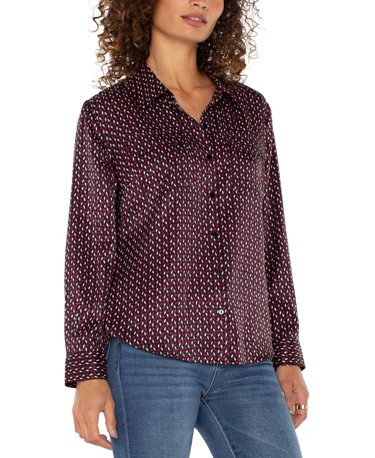 Liverpool Los Angeles Women's Printed Flap-Pocket Blouse