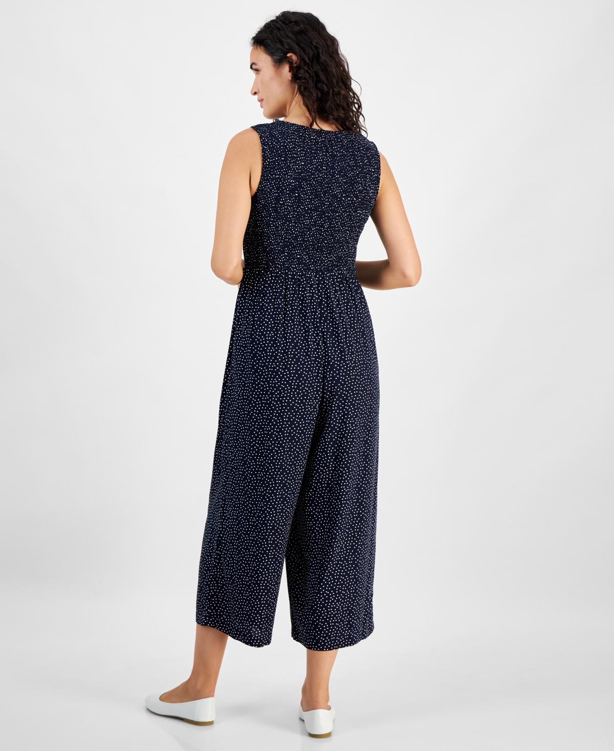 Nautica Jeans Women's Dot-Print Wide-Leg Jumpsuit -i