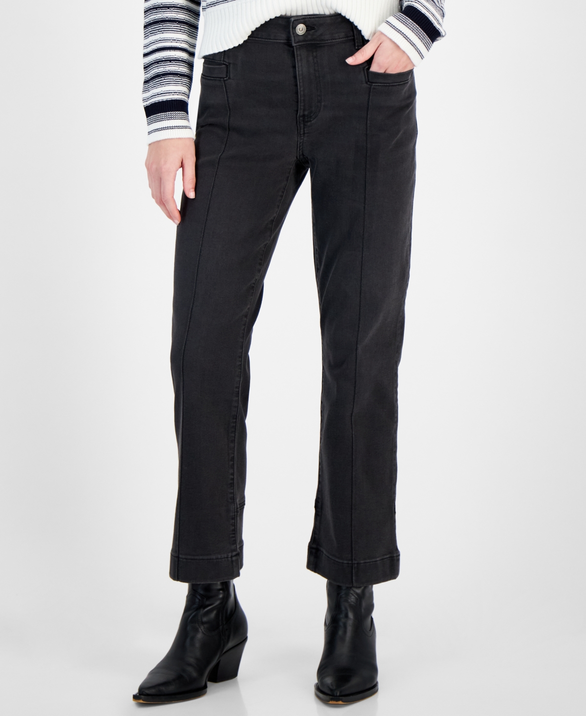 Nautica Jeans Women's High-rise Striped-belt Cargo Pants In Voyage Wash