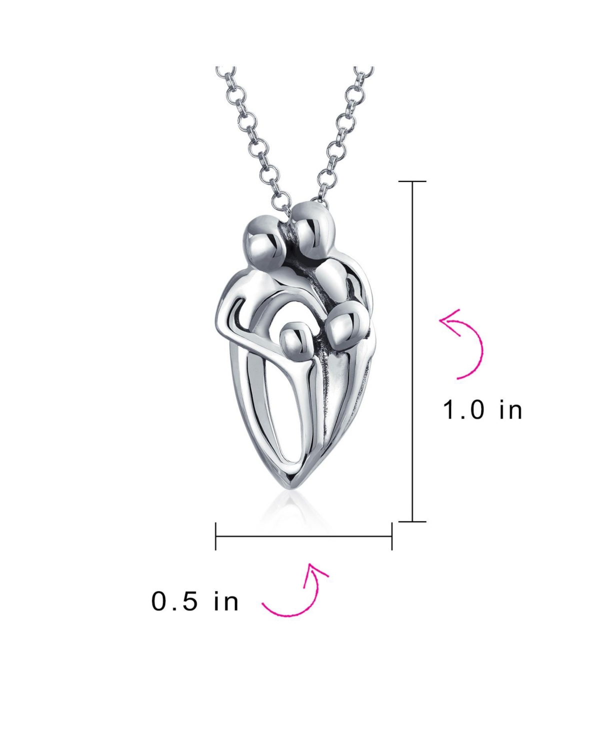 Bling Jewelry Loving Heart Family Parent Father Mother And Children Necklace Pendant For Mom Women Wife Sterling- Silver
