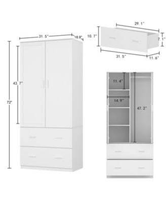 2-Door Armoires and Drawers with Mirror and Storage Shelves