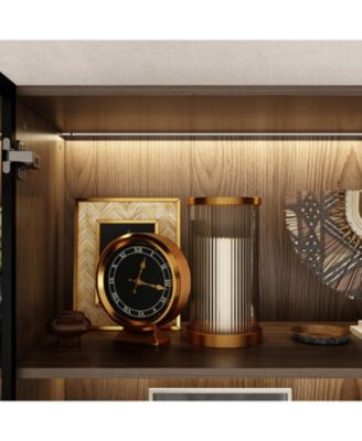 10-Shelf Bookshelf With Glass Doors, LED Lights, Drawers