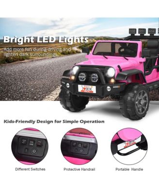 12V Kids Ride On Car 2 Seater Truck RC Electric Vehicles w/ Storage Room