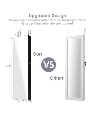 Mirrored Jewelry Cabinet Jewelry Organizer w/2 LED Lights