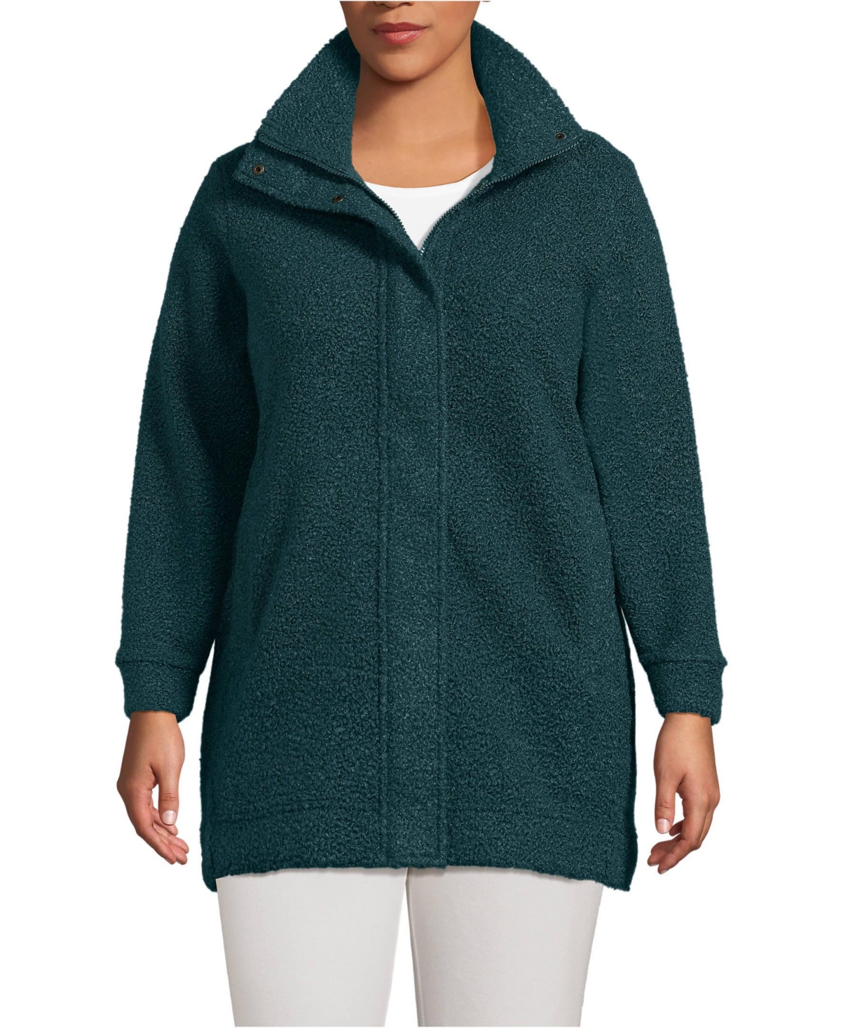 Lands' End Plus Size Boucle Fleece Coat