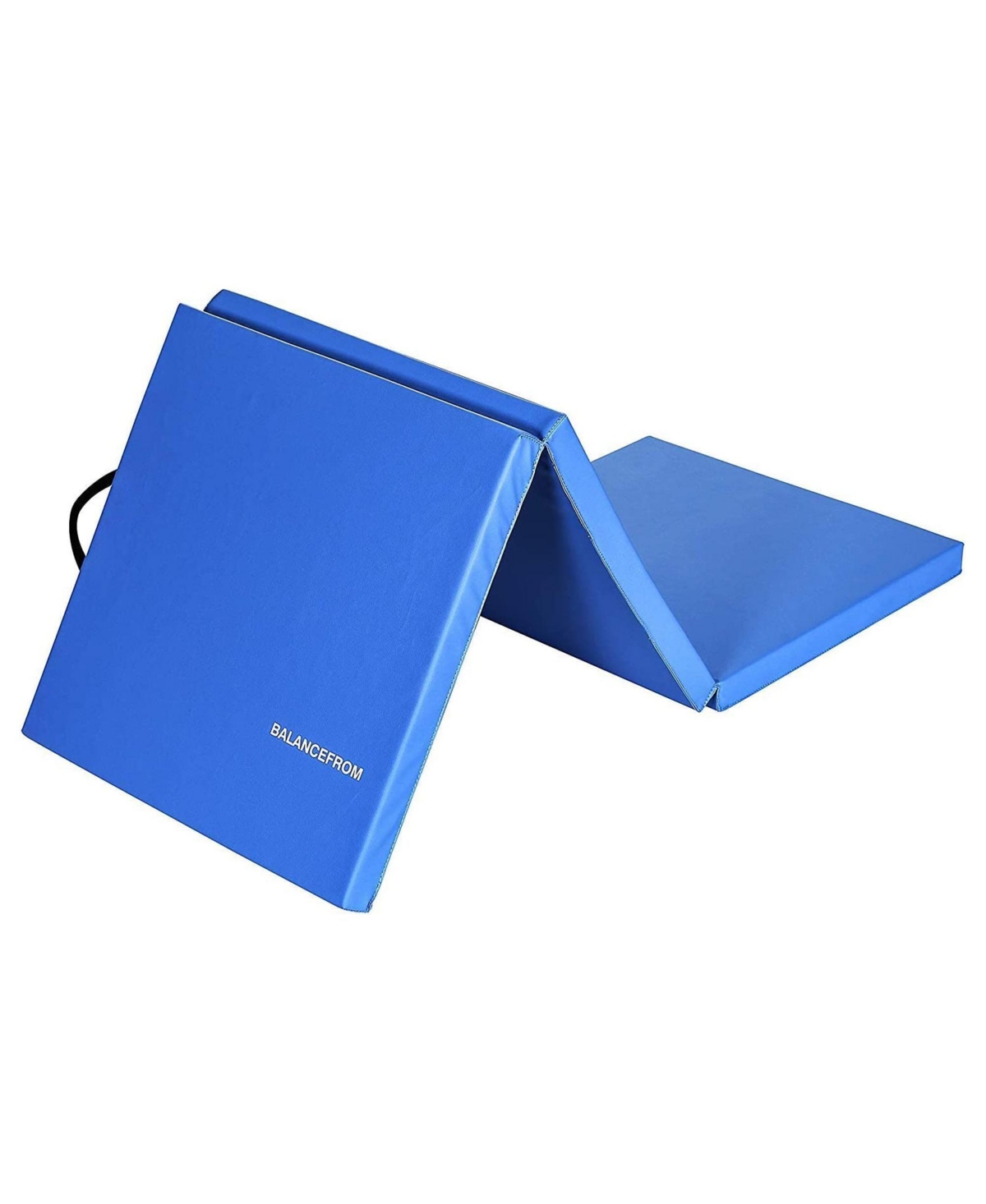 GoGym 6x2ft Folding 3 Panel Exercise Mat with Handles, Blue - Blue