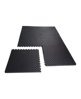 48 Sq Ft Interlocking EVA Foam Exercise Mat Tiles, Black