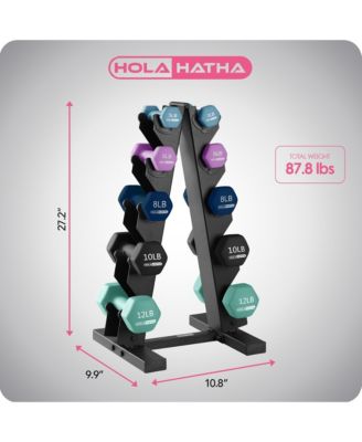 3, 5, 8, 10 & 12 Pound Neoprene Dumbbell Weight Set with Storage Rack