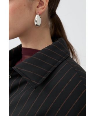 Women's Striped Padded Shoulder Jacket