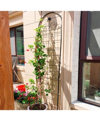 4-Pack Metal Garden Trellis for Climbing Plants – 86.7'' x 19.7'', Rustproof Black Plant Support, Rose Trellis Netting