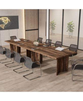 5.5FT Conference Table, 63-inch Rectangle Meeting Seminar Table, Large Wooden Business Tables for 4-6 People, Heavy Duty Pedestal