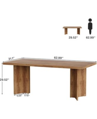 5.5FT Conference Table, 63-inch Rectangle Meeting Seminar Table, Large Wooden Business Tables for 4-6 People, Heavy Duty Pedestal