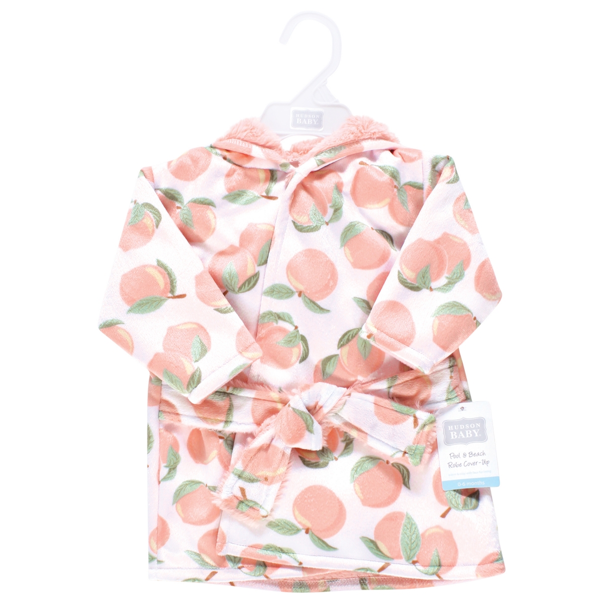 Hudson Baby Baby Girls Mink with Faux Fur Lining Pool and Beach Robe Cover-ups,- Peach