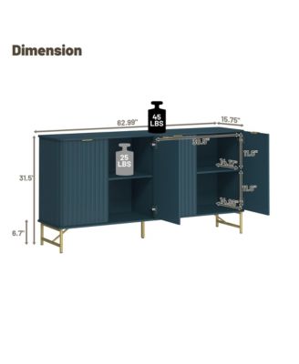 4-Door Accent Cabinet Large Storage Cabinet