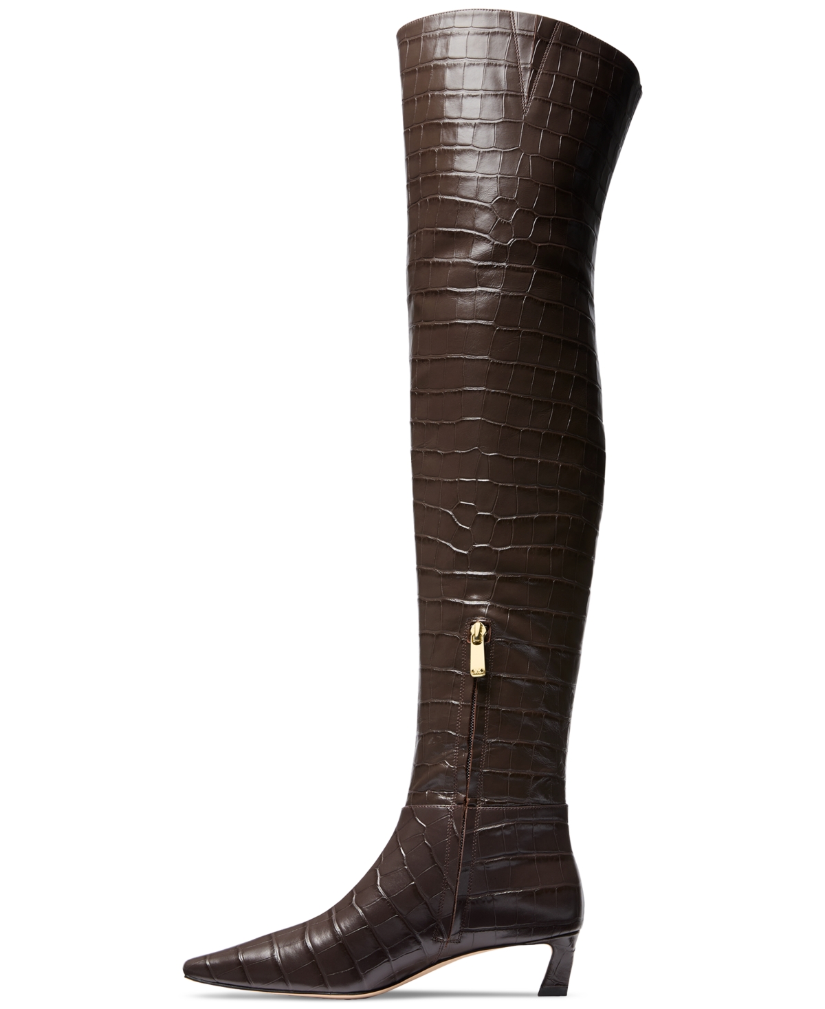 Michael Kors Cosmo Crocodile Embossed Leather Boot In Chocolate