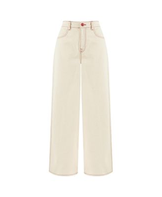 Women's Jeans with Contrast Color Embroidery