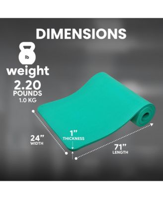 GoCloud 1" Extra Thick Exercise Mat w/Carrying Strap, Green