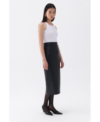 Women's High Waist Faux Leather Skirt