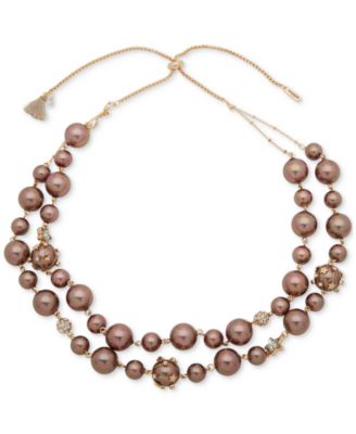 lonna & lilly - Gold-Tone Pav&eacute; Fireball, Crystal Star & Color Imitation Pearl 28" Adjustable Layered Necklace