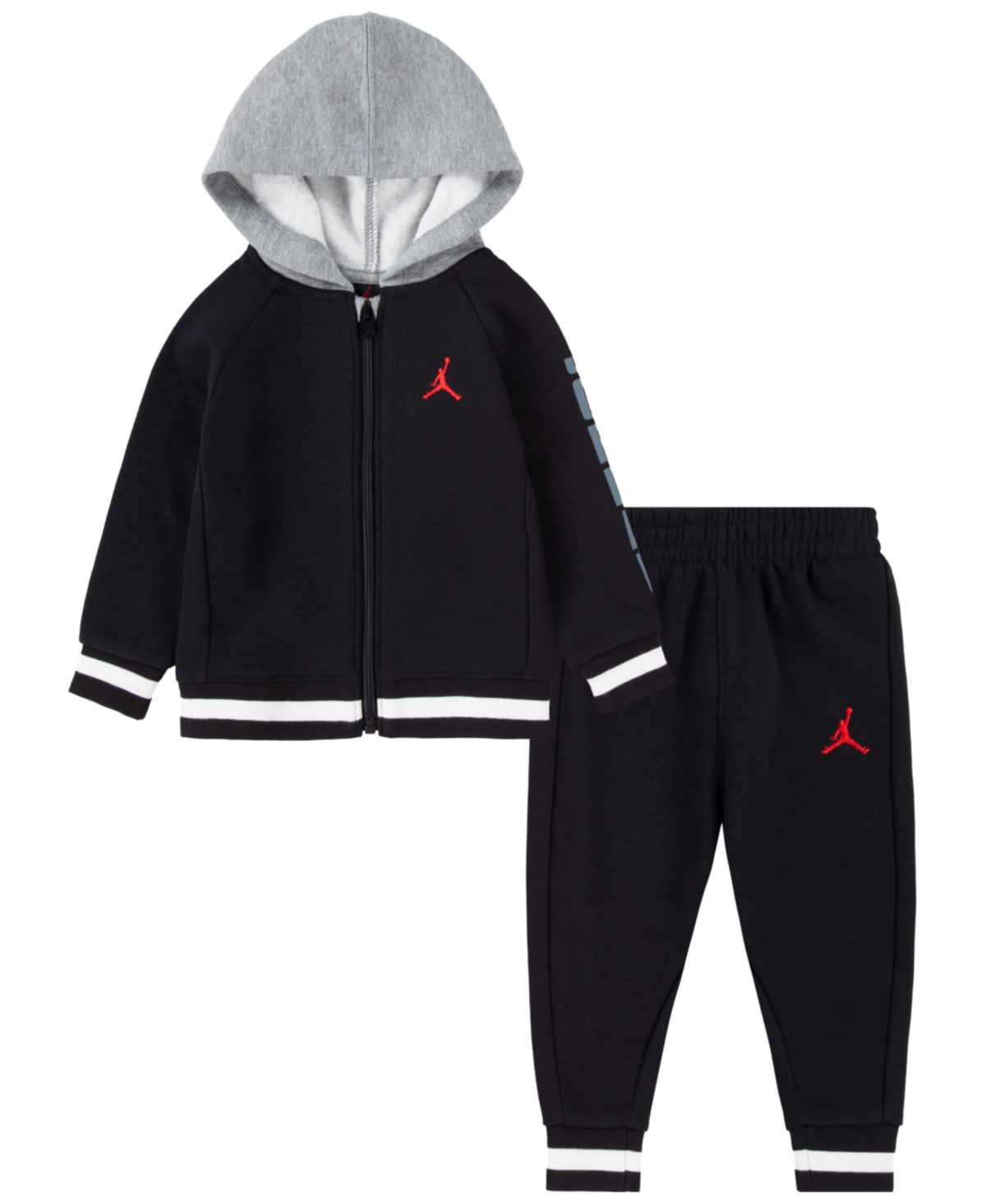 Jordan Little Boys Block Rib Full-zip Hoodie And Pants 2-piece Set In Black