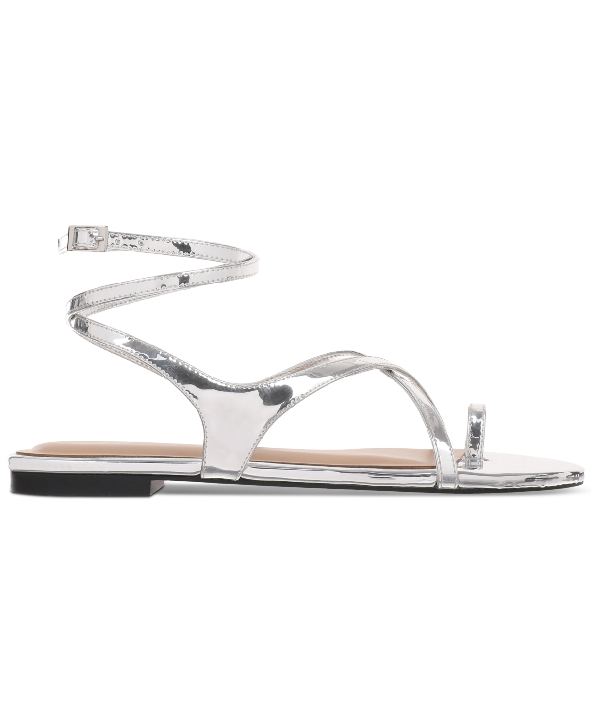 Inc International Concepts Women's Alexandree Strappy Flat Sandals, Created For Macy's In Silver Tpu