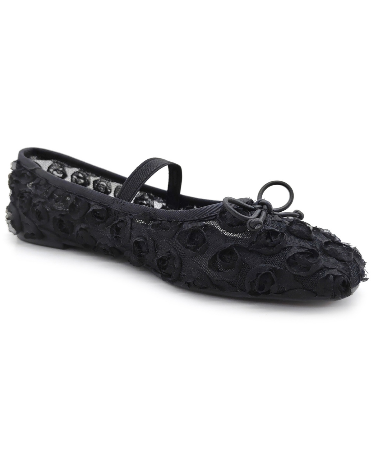 Women's Myra Mesh Square Toe Ballet Flats - Black Floral Mesh