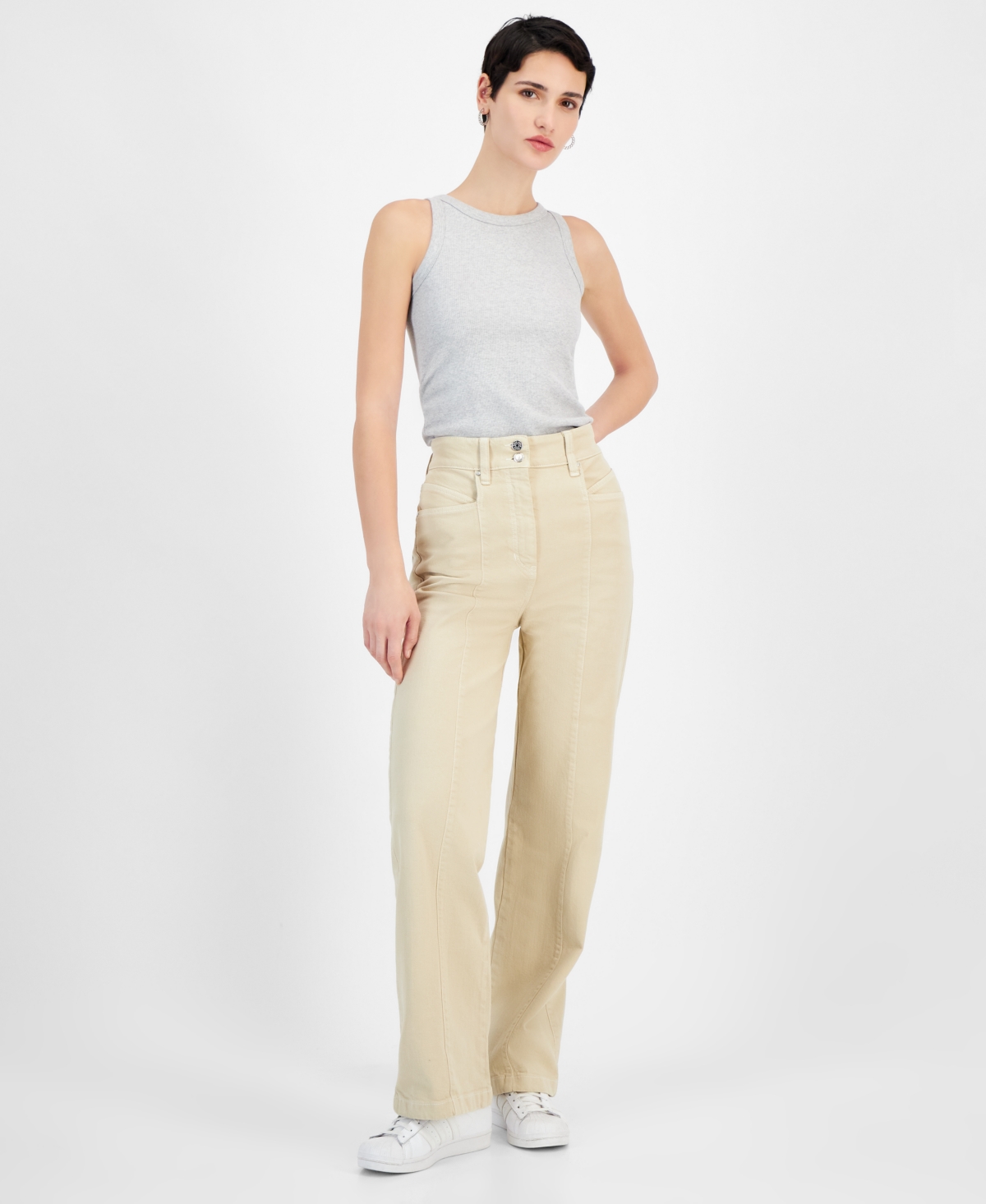 HUGO BOSS WOMEN'S WIDE-LEG DENIM JEANS 