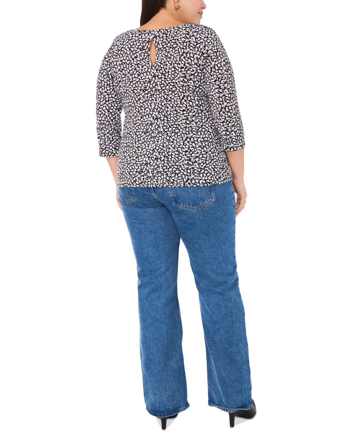 VINCE CAMUTO PLUS SIZE 3/4-SLEEVE V-NECK TOP 