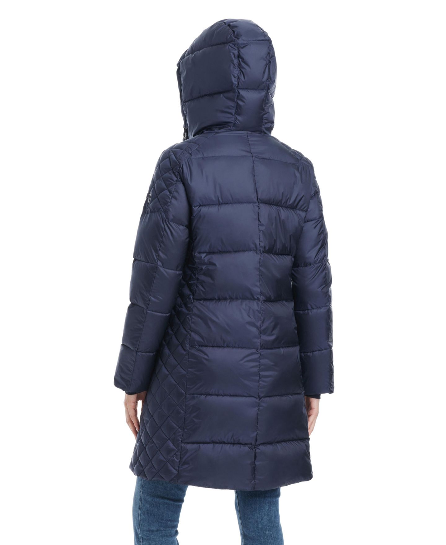 Женская куртка Vince Camuto Cire Mid-Length Fitted Puffer, цвет: Тёмно-синий — фото 5