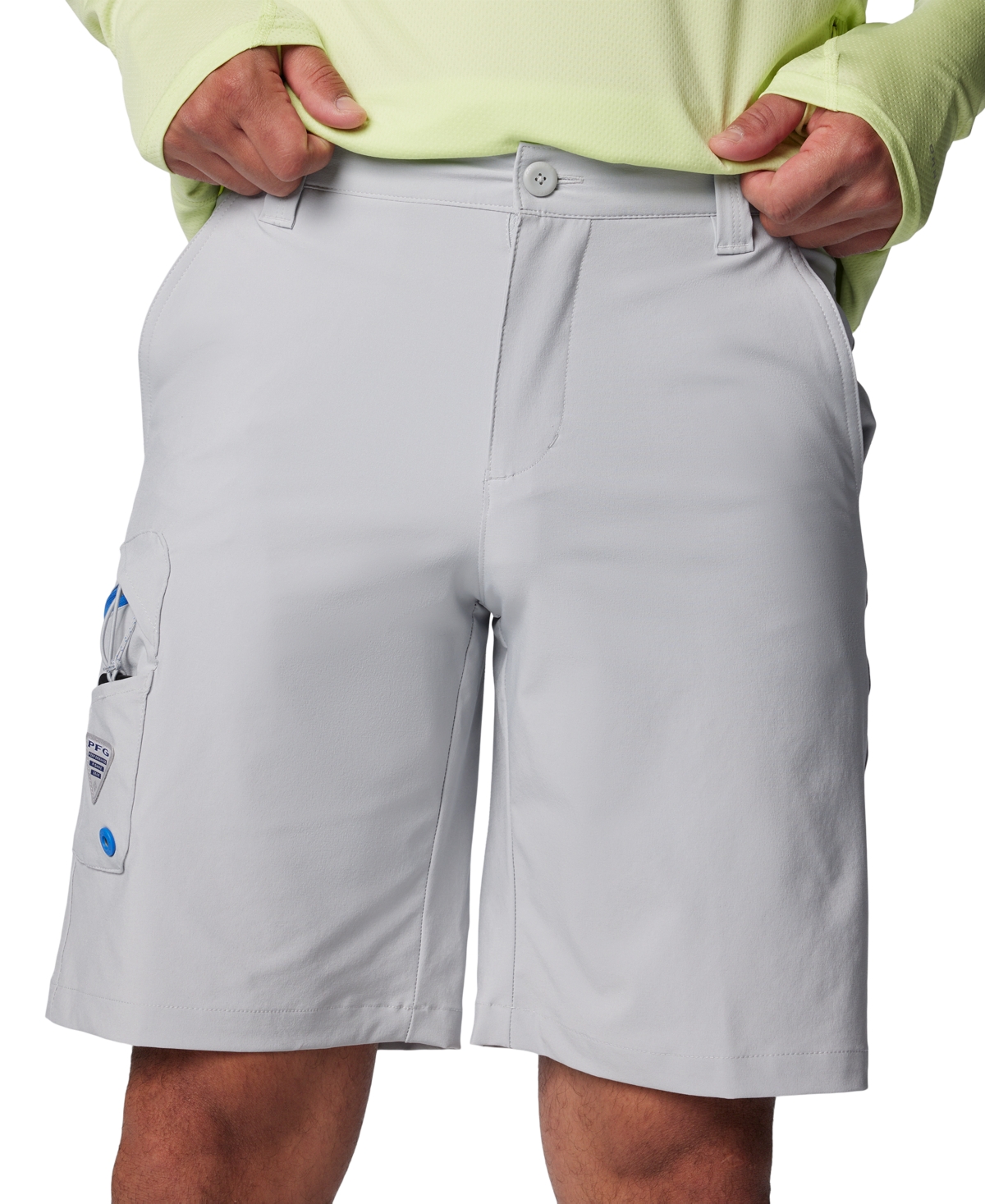 Shop Columbia Men's Pfg Terminal Tackle Ii 10" Fishing Shorts In Cool Grey,vivid Blue