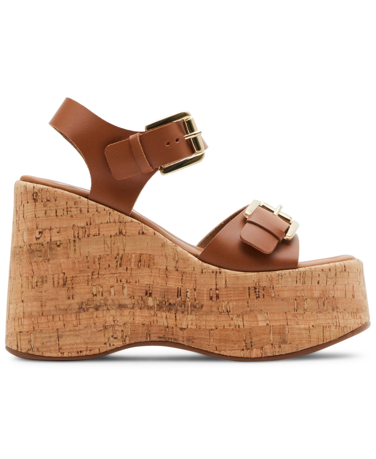Steve Madden Rive04s1 Womens Buckle Leather Wedge Heels In Coganc Leather