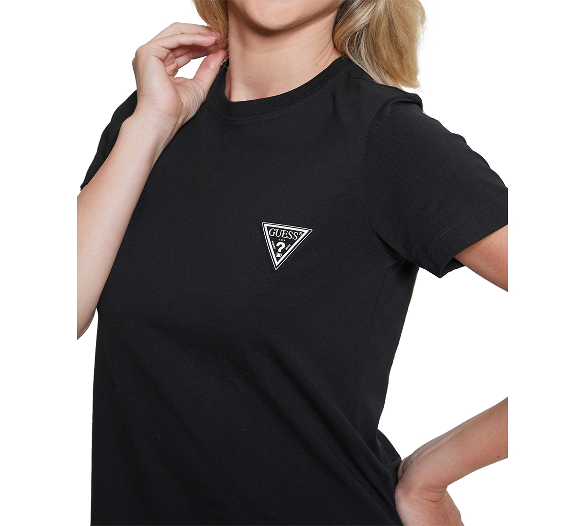 Guess Women's Ann Logo Tee - Jet Black A996