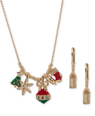 Anne Klein Gold-Tone Multicolor Crystal Holiday Charm Statement ...