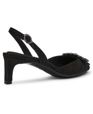 Women's Inez Crystal Ornament Kitten Heel Slingback Pumps