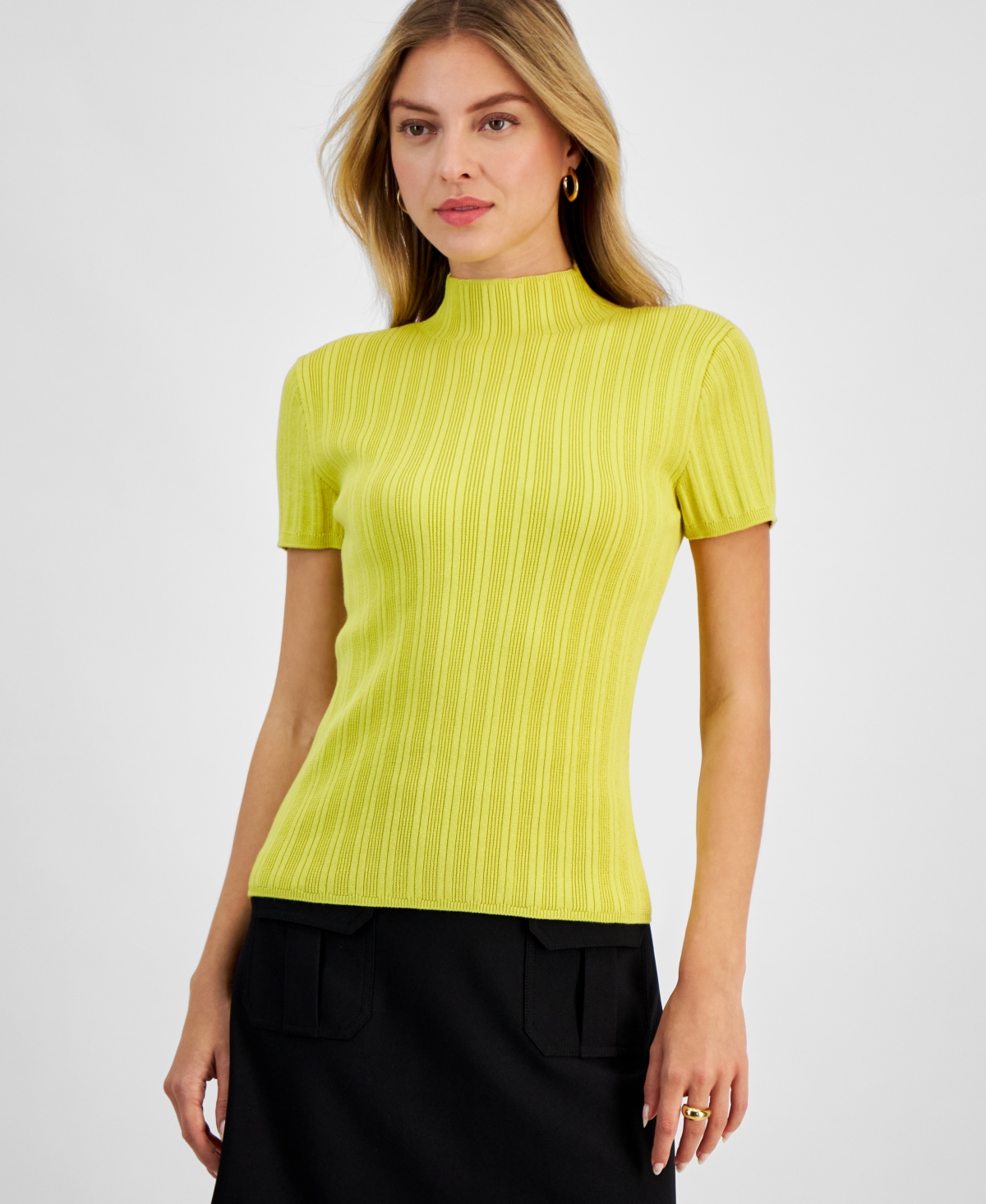Bar Iii Women's Ribbed Cap-sleeve Sweater, Exclusively At Macy's In Citrus Yellow