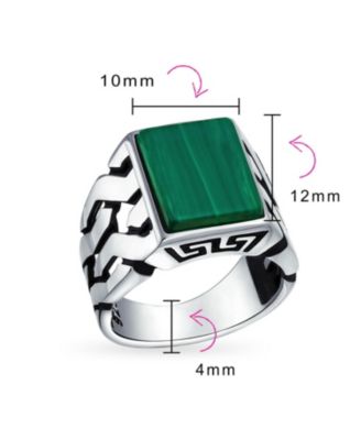 Large Rectangle Gemstone Wide Chain Link Statement Signet Ring Sterling Silver