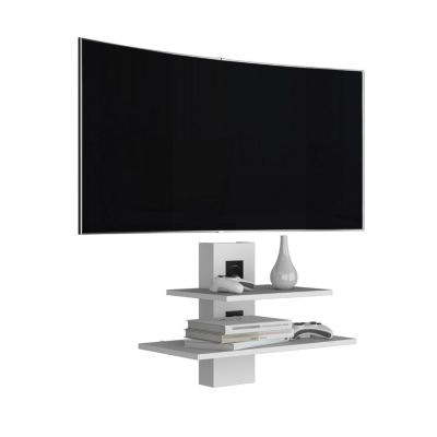 Floating Floating Shelf, Dual-Shelf Wall Unit with Cable Management