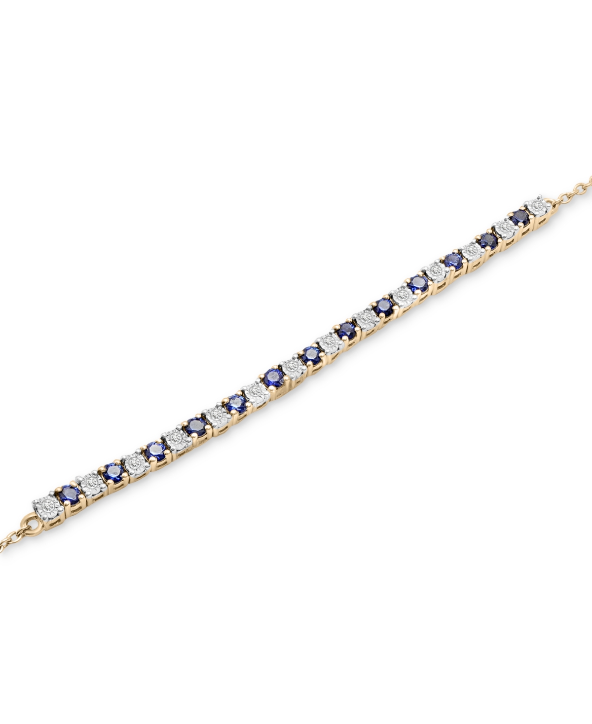 Lab Grown(3/4 ct. t.w.) & Diamond (1/20 ct. t.w.) Bolo Bracelet in 14k Gold-Plated Sterling Silver - Sapphire