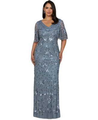 Cape Sleeve V-Neck Beaded Gown main image 1