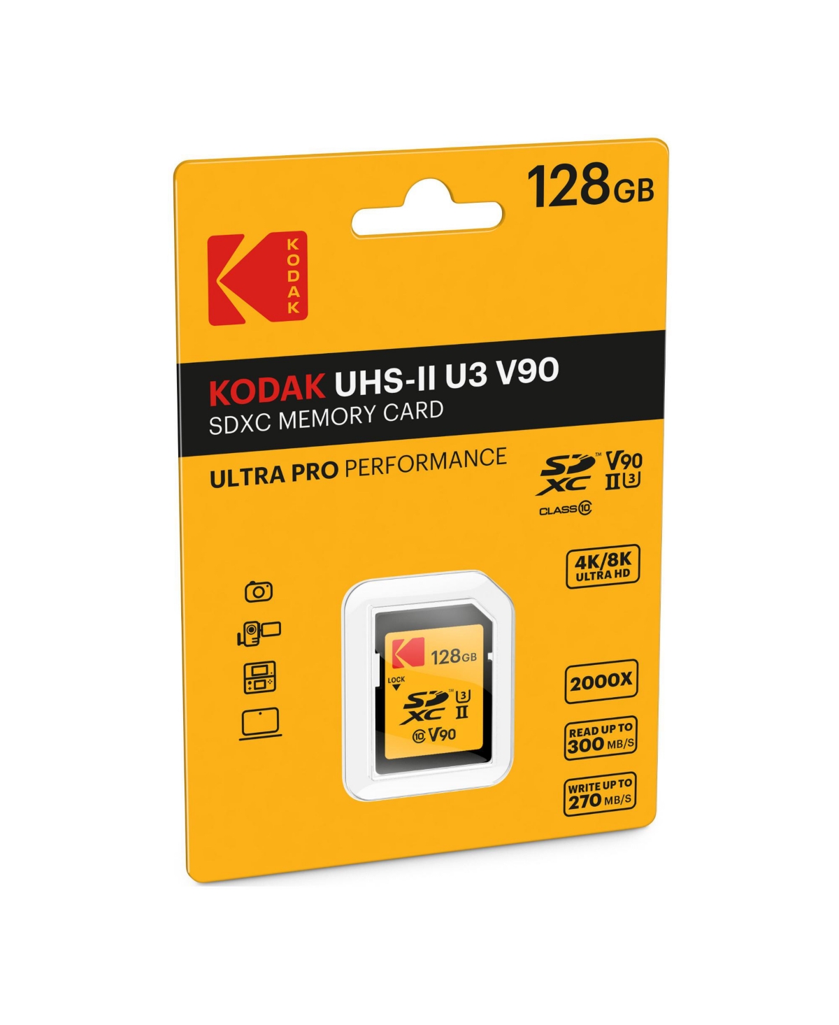 Kodak 128GB Uhs-ii U3 V90 Ultra Pro Sdxc Memory Card (290MB/S R, 230MB/s W)