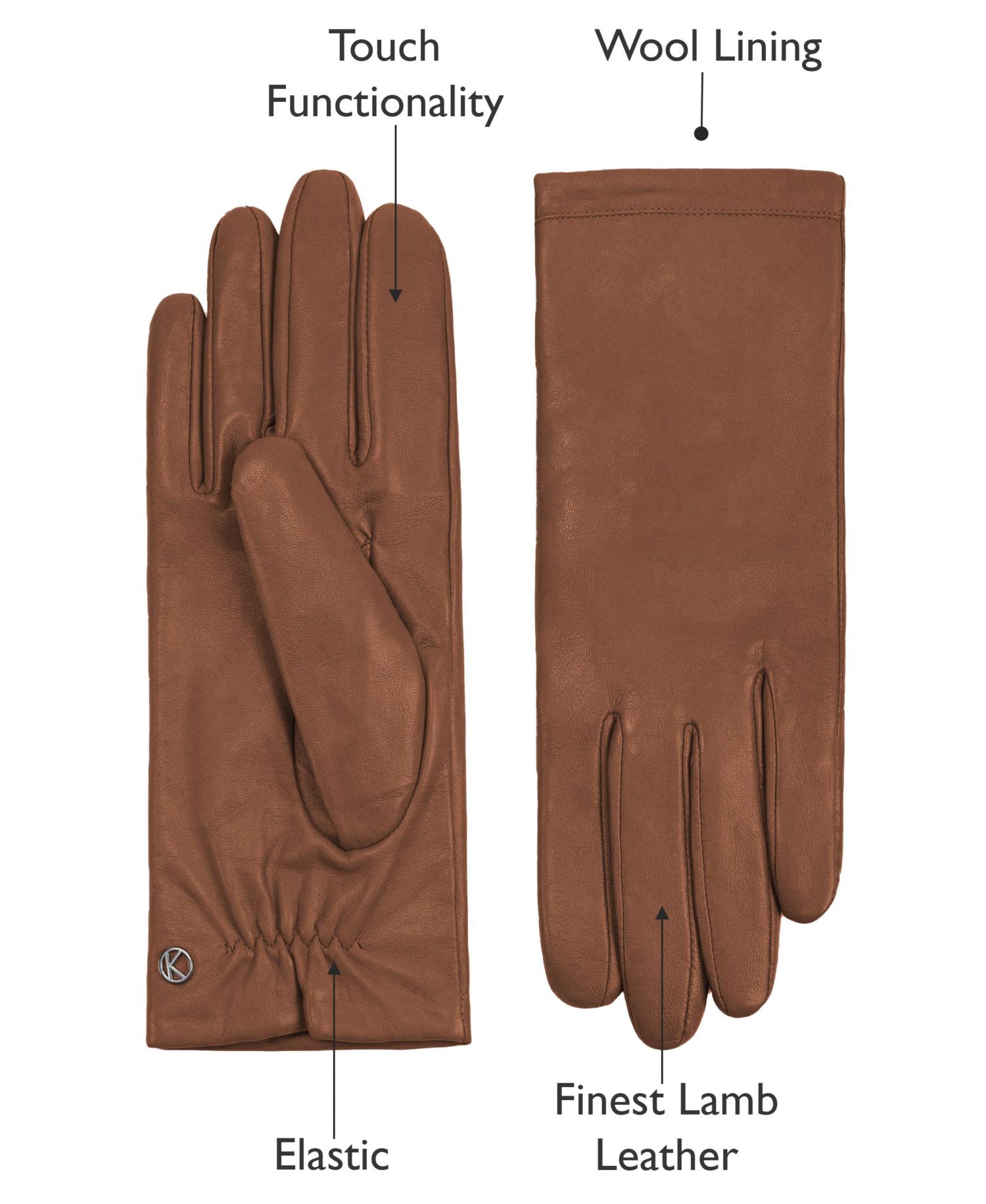 Women`s Premium Lamb Leather Touchscreen Gloves Style Chelsea
