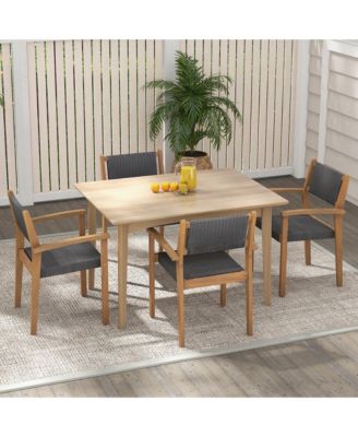 Stackable Dining Chair Set of 4 w/ Breathable Backrest Adjustable Foot Pads