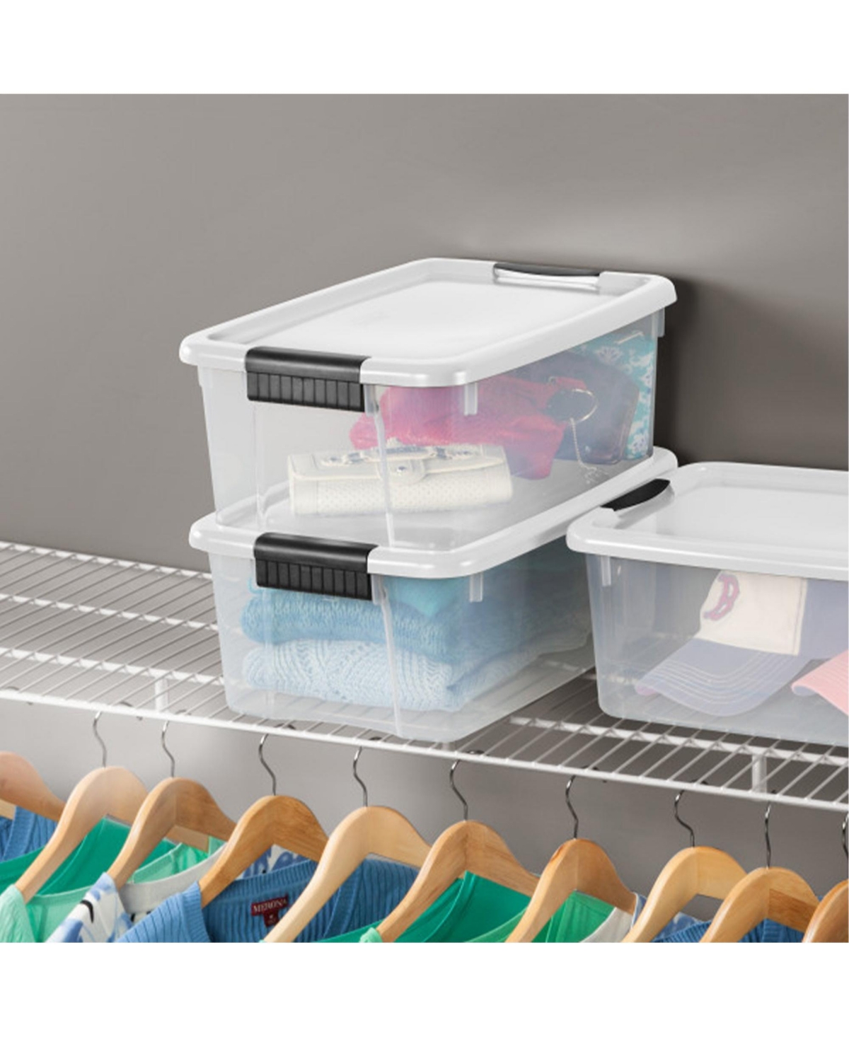 Sterilite 18 Qt Clear Plastic Stackable Storage Bin w/ White Latch Lid, 24 Pack