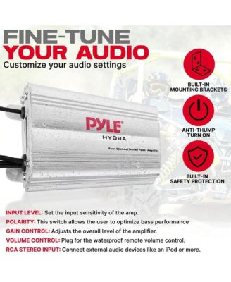 4-Ch. Waterproof Marine Amplifier, 1200 Watt, MP3/iPod Compatible