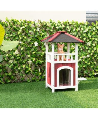 34'' H Wooden Cat House – Spacious and Stylish Pet Shelter