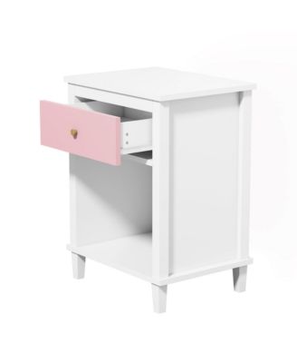Wooden Nightstand with 1 Drawer and 1 Shelf for Kids and Adults