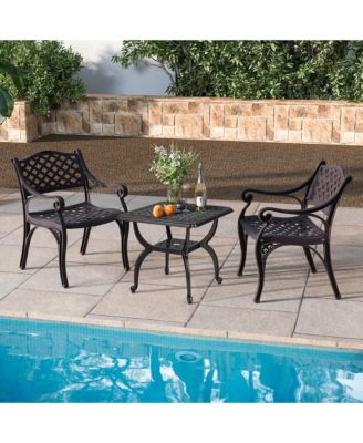 21'' Cast Aluminum Outdoor Side Table Patio Square Coffee Table w/ Storage Shelf