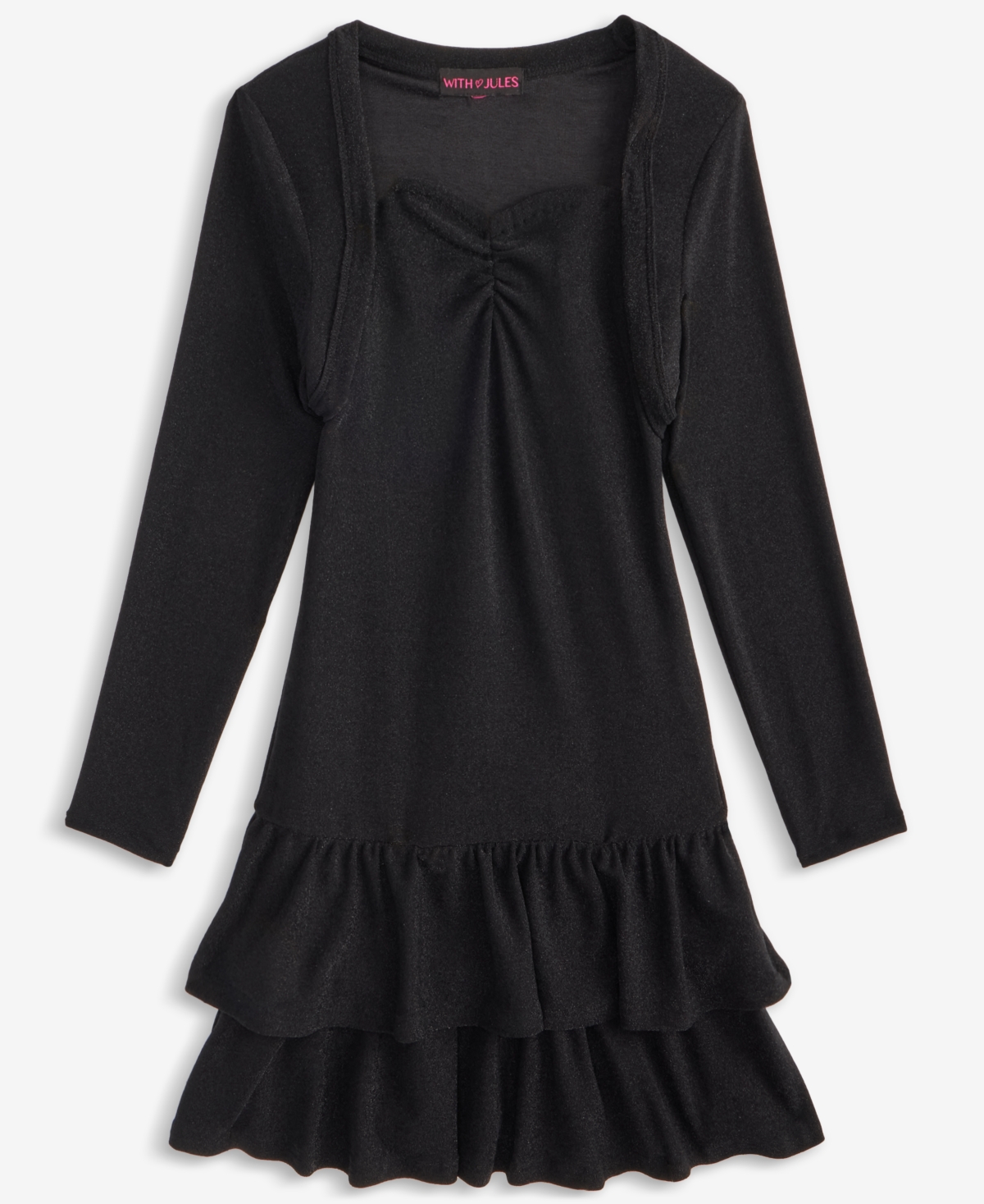WITH JULES BIG GIRLS DROP-WAIST DRESS & SHRUG 
