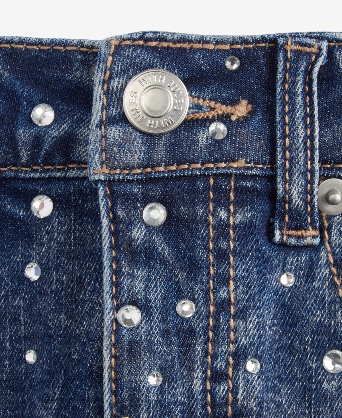 With Jules Big Girls Rhinestone Denim Skirt