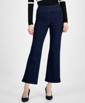 Anne Klein - Women's Pull-On High-Rise Flare-Leg Jeans